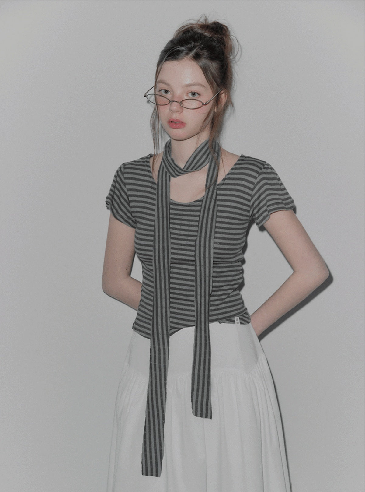 Deden Stripe Jacquard Short-Sleeve T-Shirt (Strap Set)