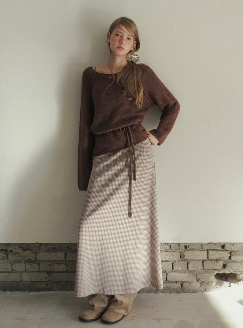 TWEE Muz oversized raglan brushed long sleeve knit (strap set) | Product styling view 9