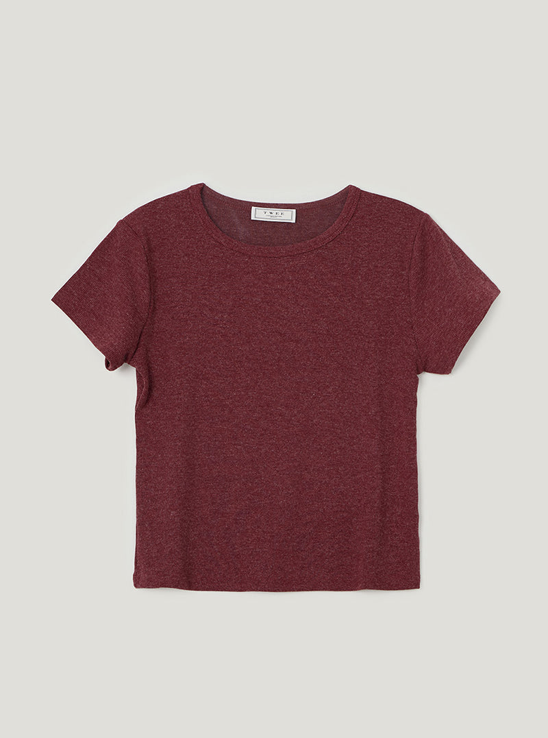 TWEE Orin vintage round neck short sleeve T-shirt | Red product-only view