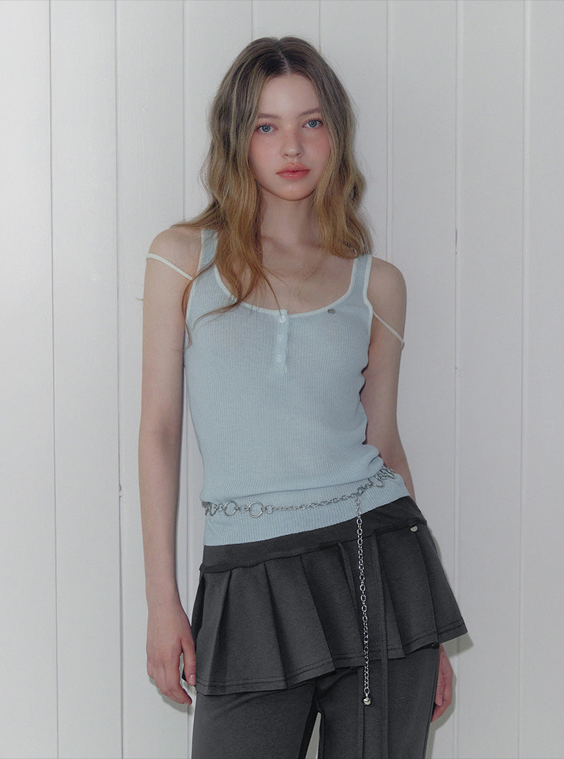 Tuden double strap button knit sleeveless
