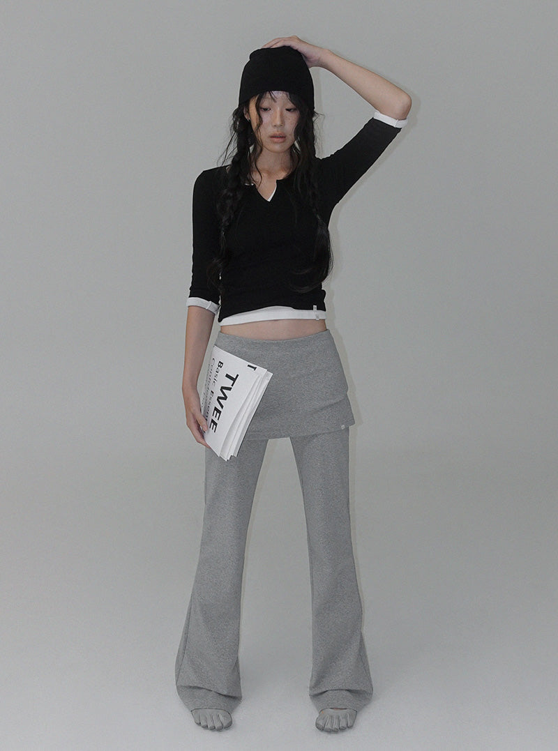 [TWEE:B] Bapin layered semi bootscut long pants