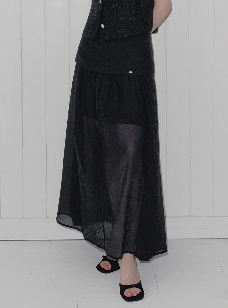 Mels layered flare long skirt