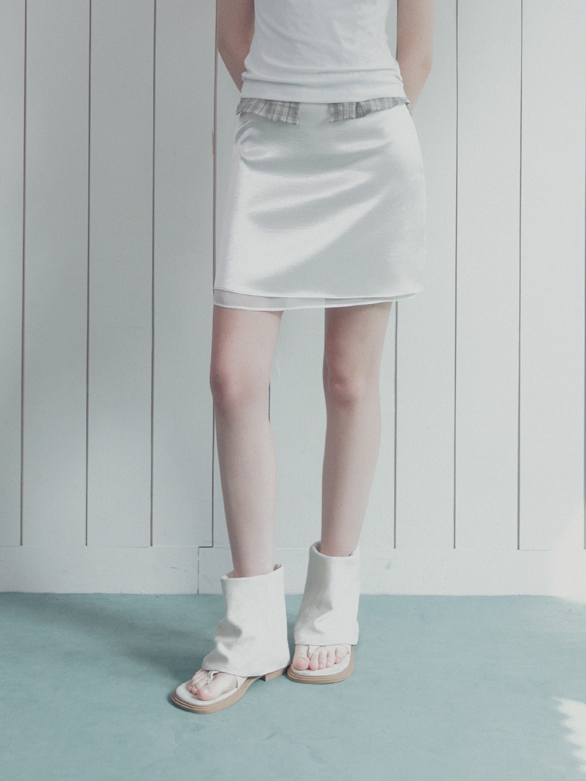 Sherbet Satin Contrast Midi Skirt