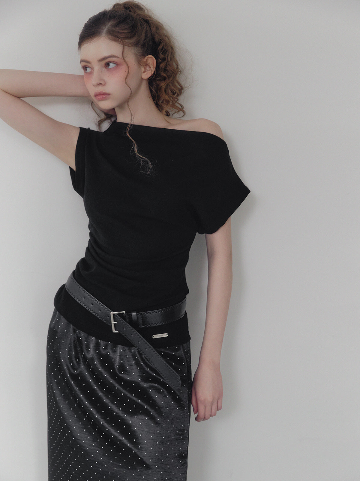 Mua One-Shoulder Shirred Asym T-Shirt (Belt Set)