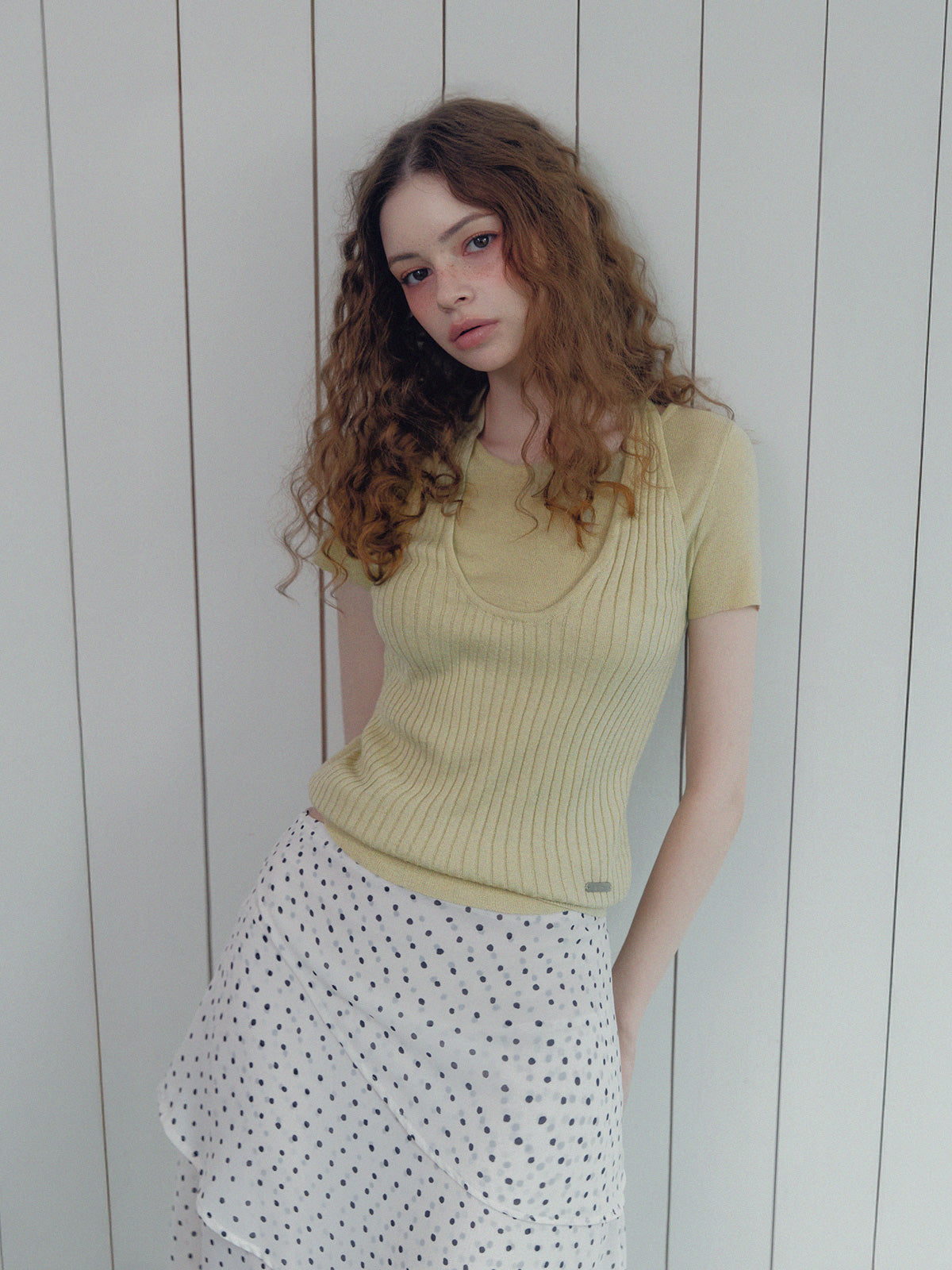 Canut Halter Neck Layered Short-Sleeve Knit