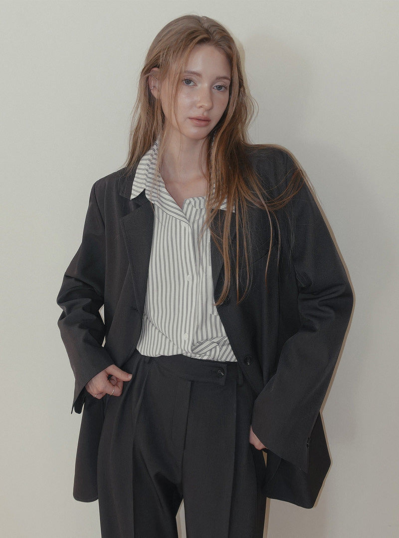 Odu basic blazer long sleeve jacket