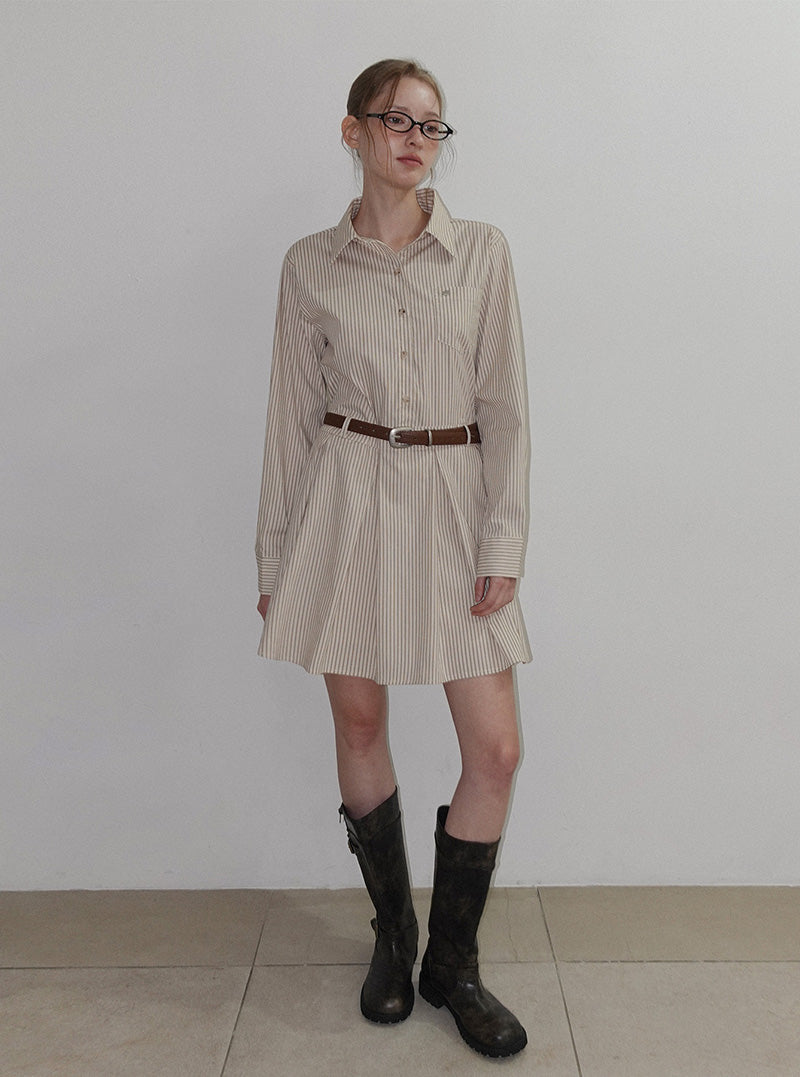 Perto stripe shirt mini dress (belt set)