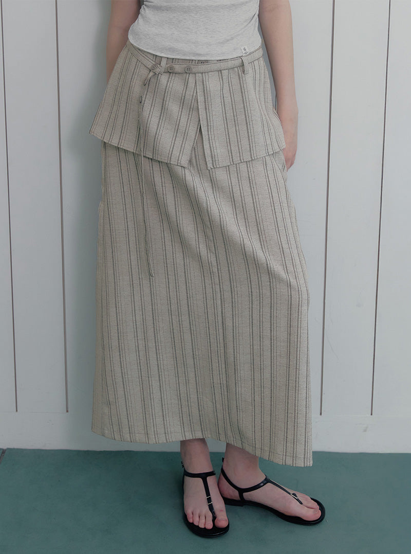 Devel layered stripe long skirt