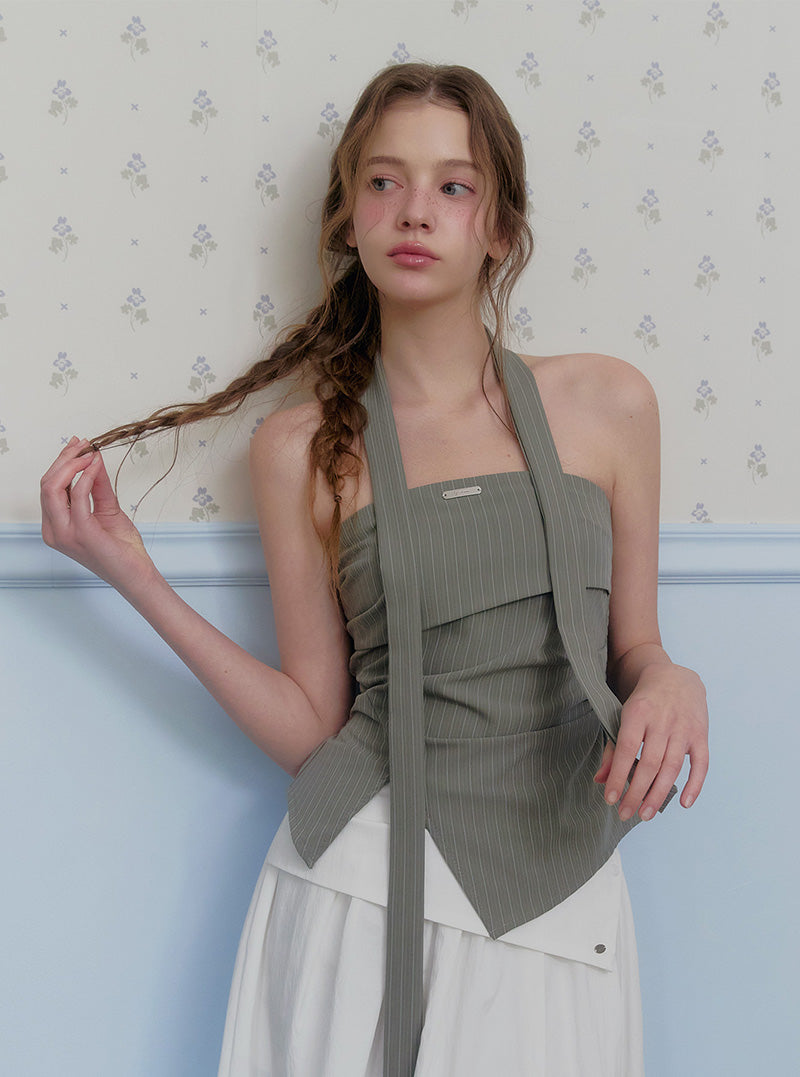 Kalle stripe folding top blouse strap set
