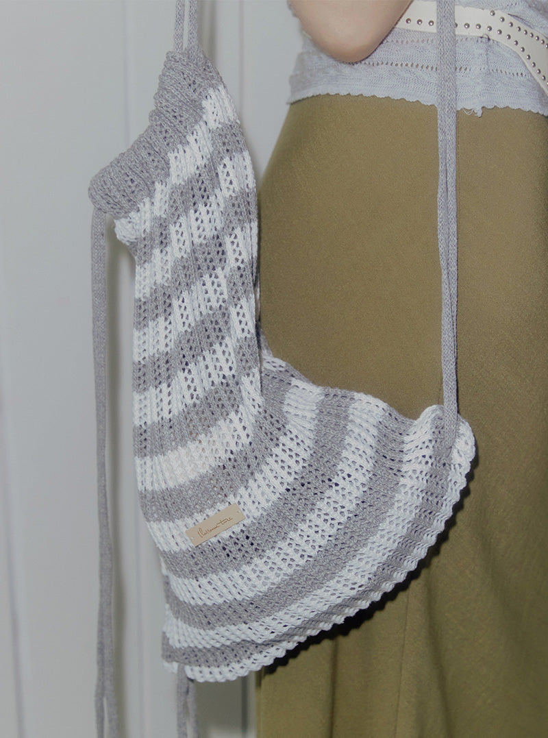 Lurkin stripe knit string backpack