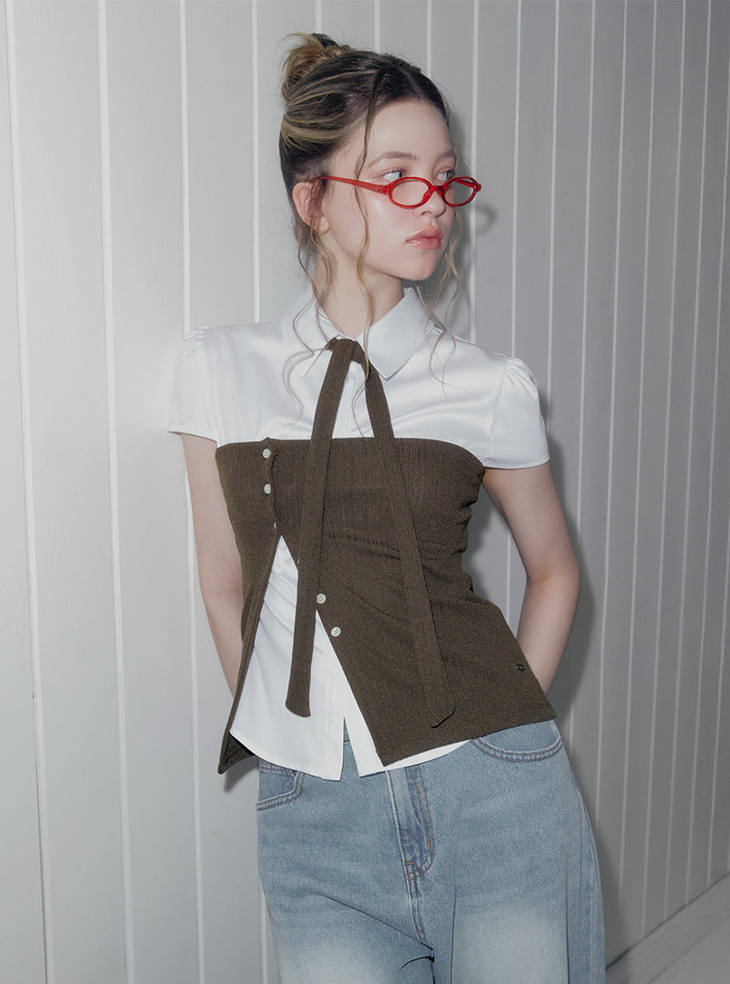 Tony ribbed button top (strap set)