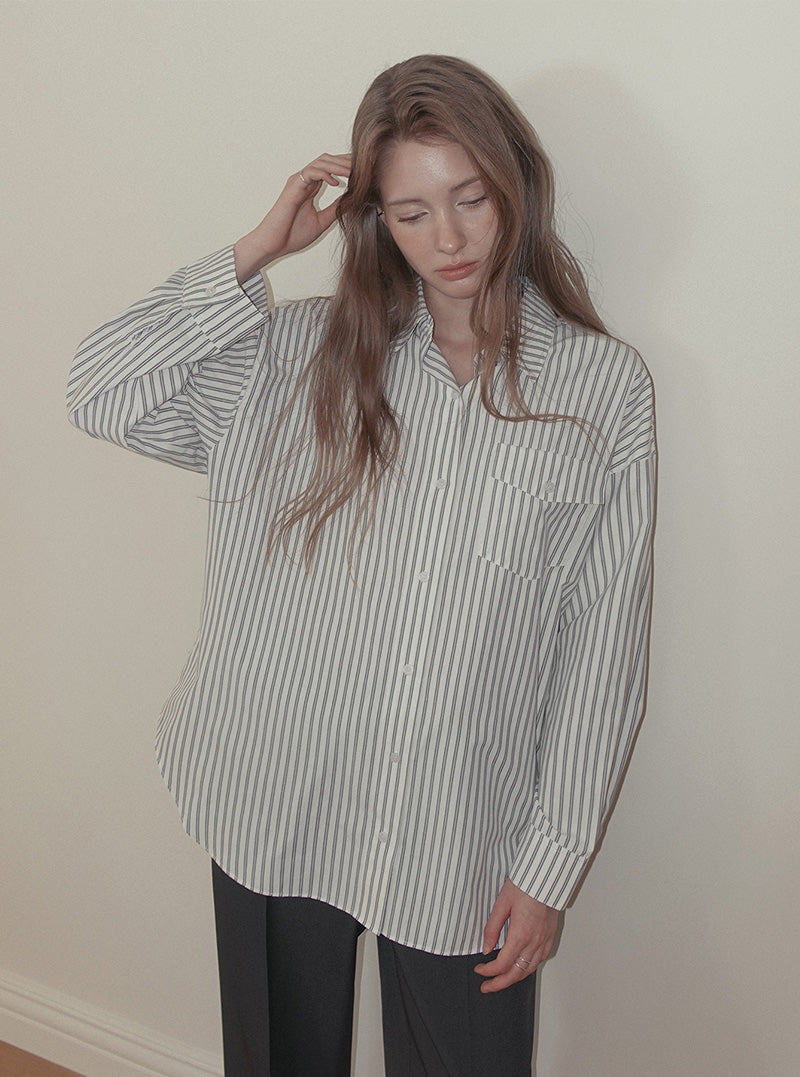 Kabe stripe loose-fit long sleeve shirt