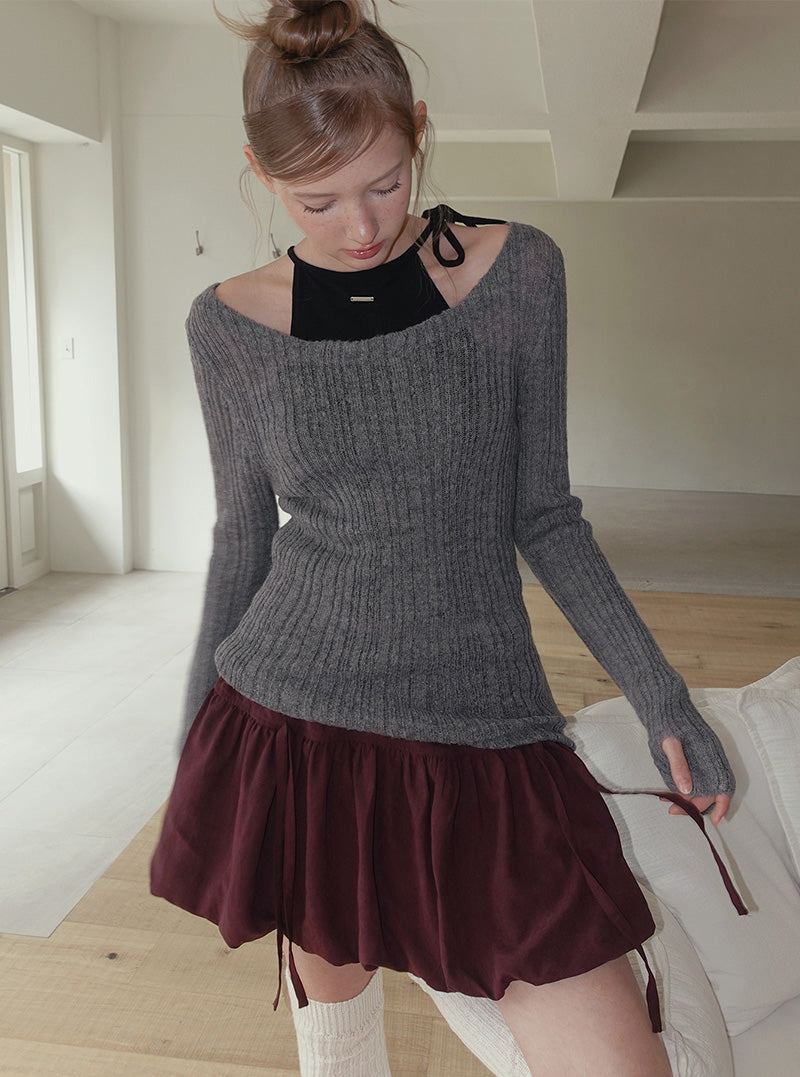Kindil suede strap tiered mini skirt