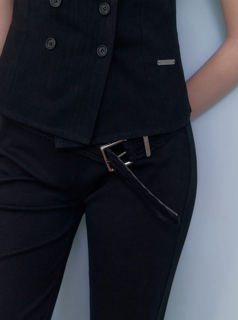 Lembre lace square leather belt