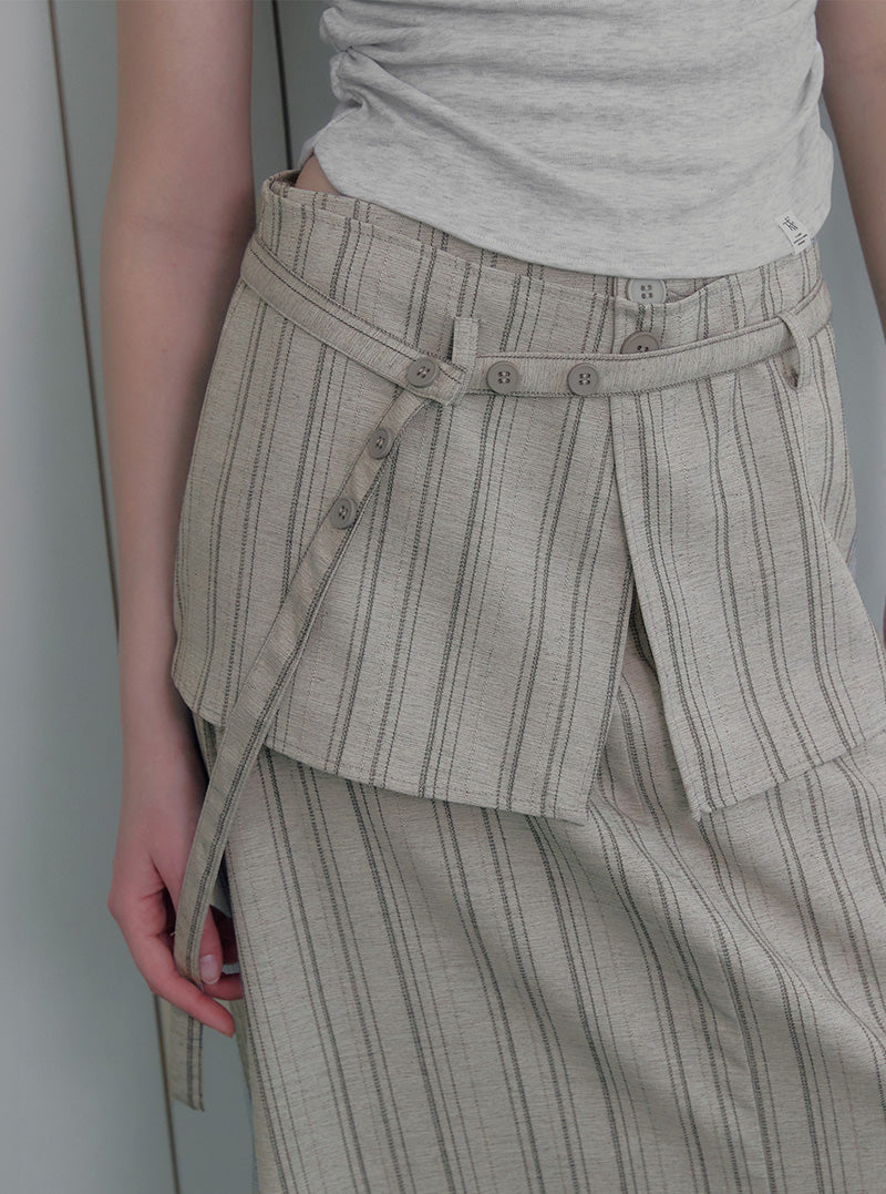 Devel layered stripe long skirt