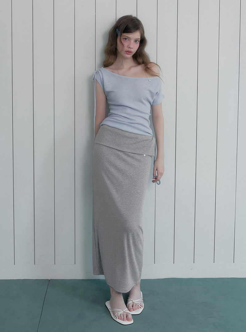 Peller off-shoulder strap short sleeve knit