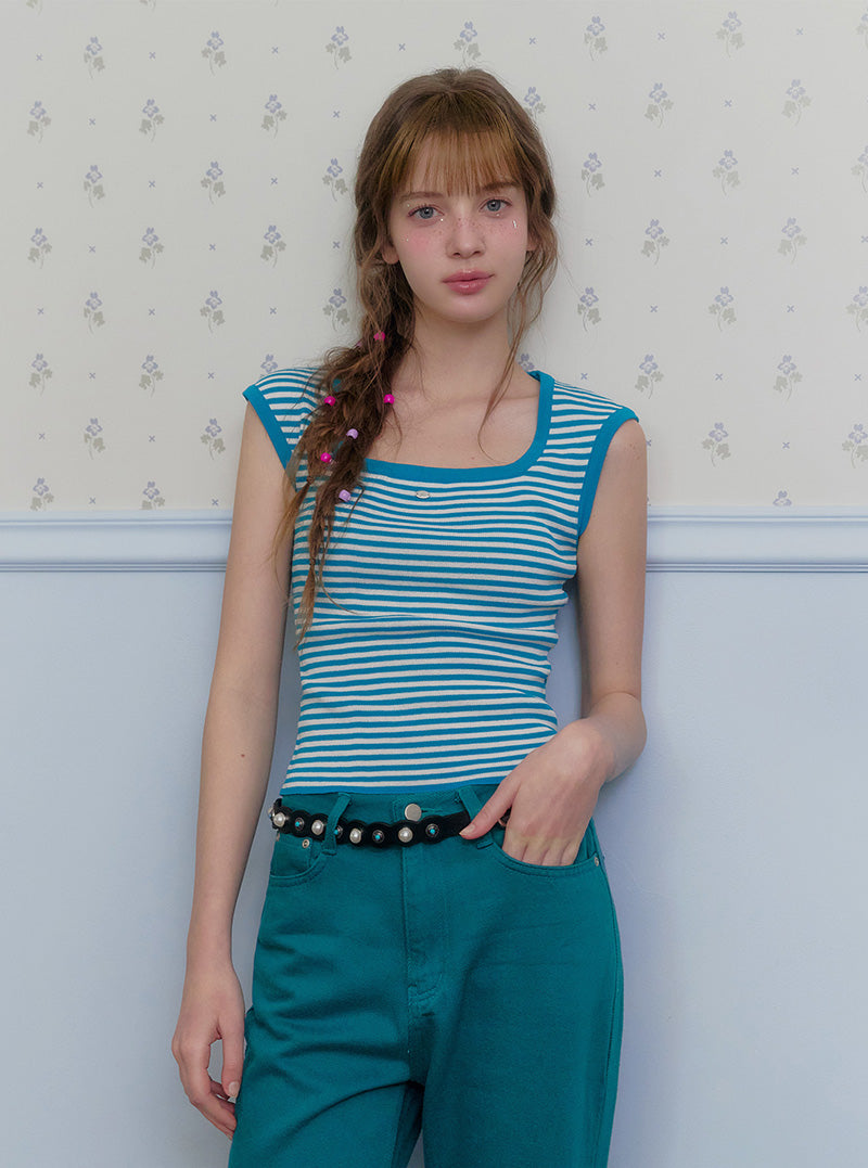 Leten pearl mix leather belt
