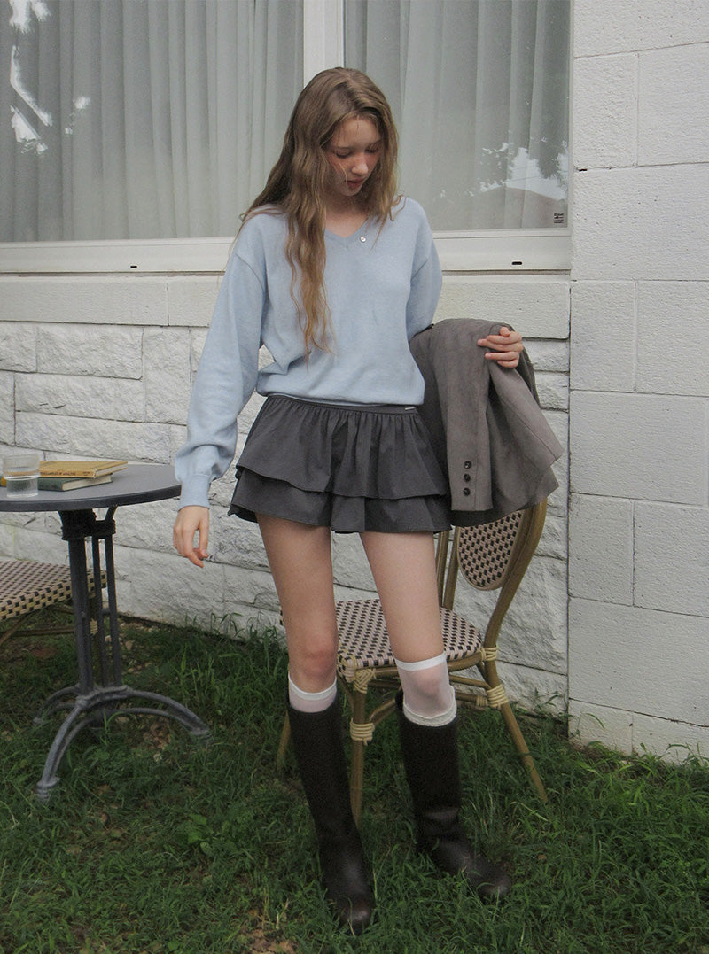 Dallot basic V-neck long sleeve knit