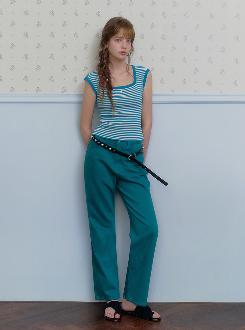 Poin stripe square knit sleeveless