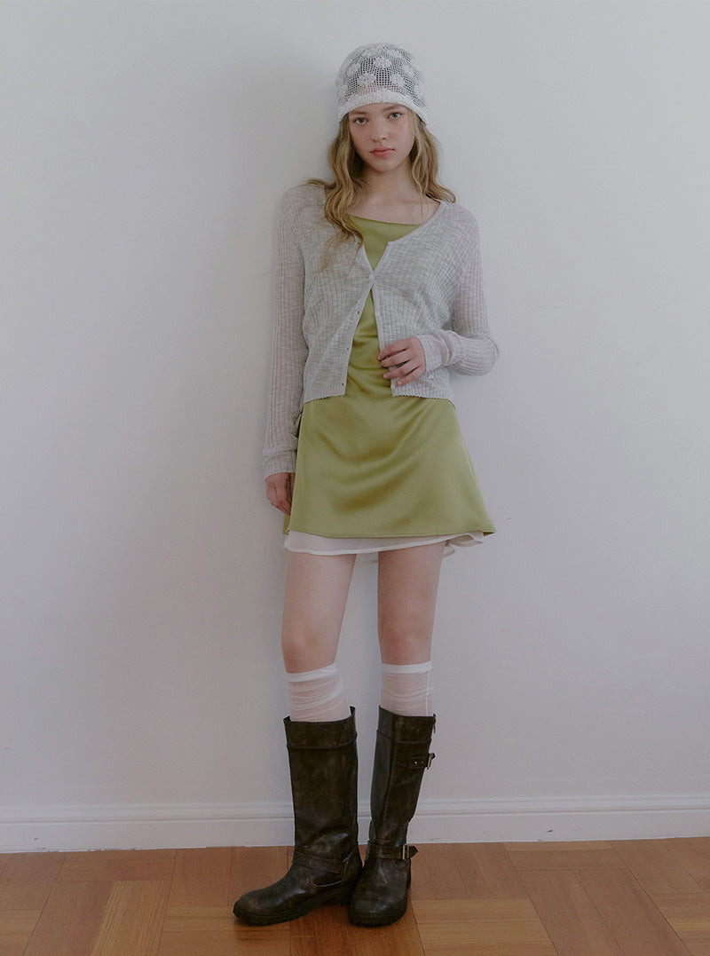 Poltin see-through long sleeve cardigan