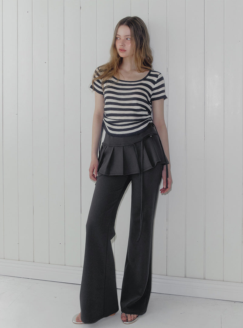 Lilpin shirring square short sleeve knit