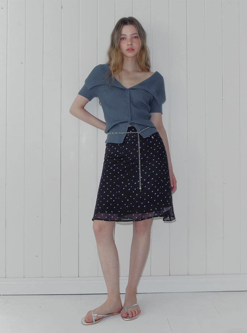 Neron off ribbed knit short sleeve cardigan