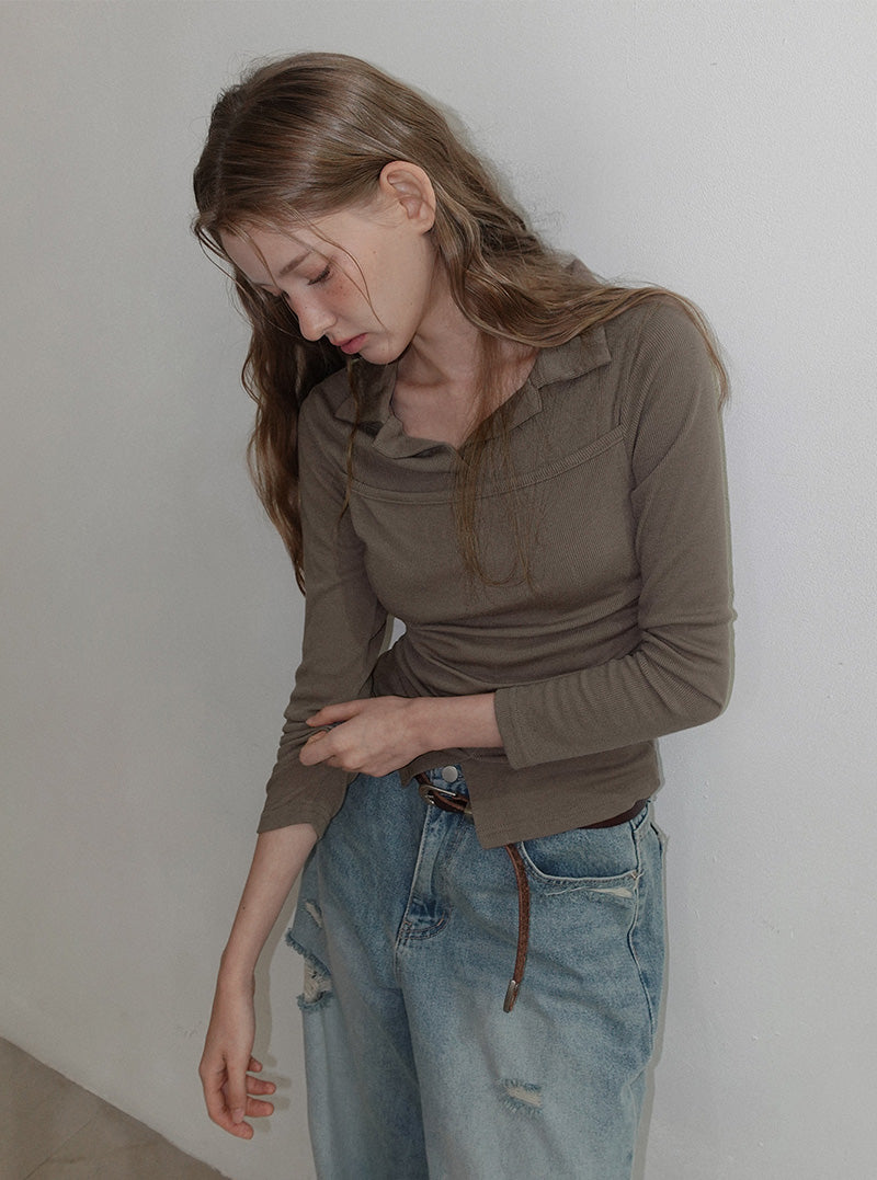 Boin layered ribbed long sleeve T-shirt