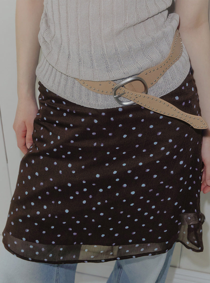 Noah stud wave leather belt