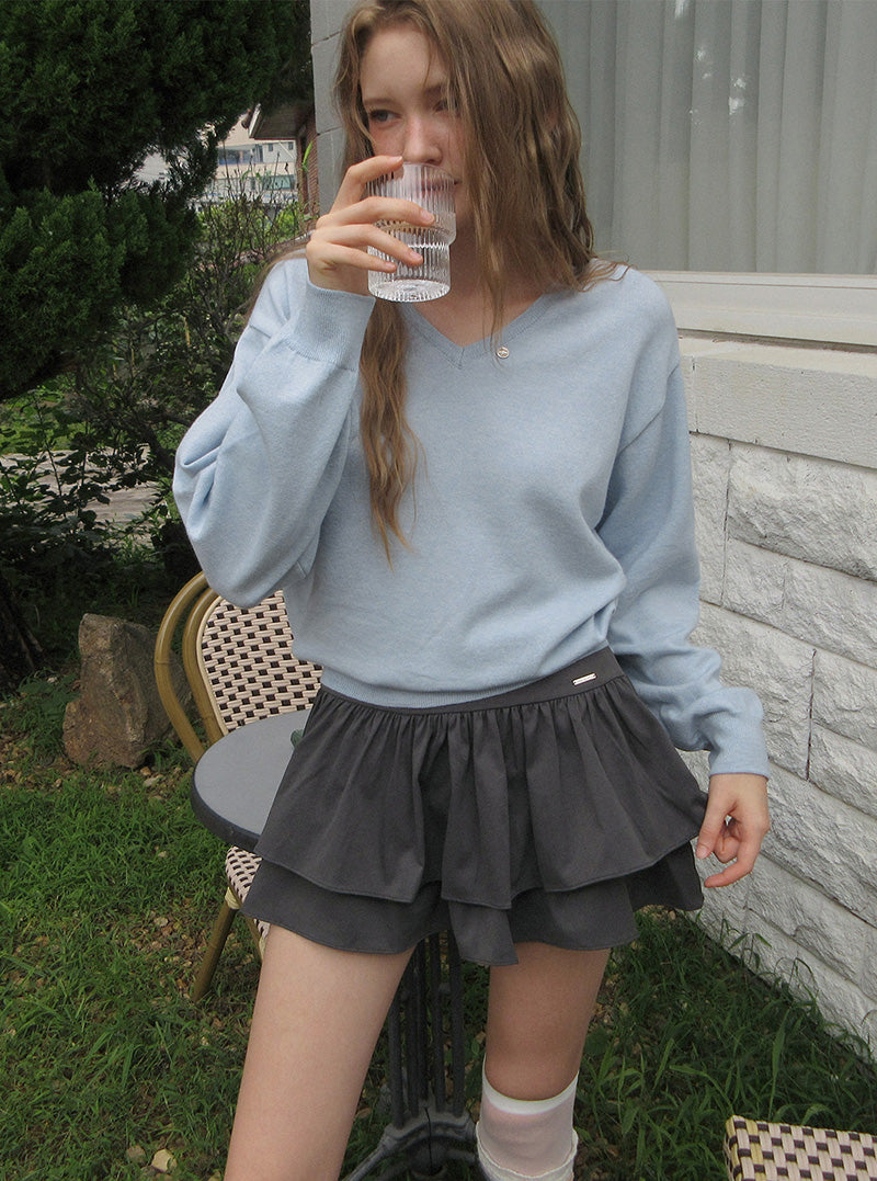 Dallot basic V-neck long sleeve knit