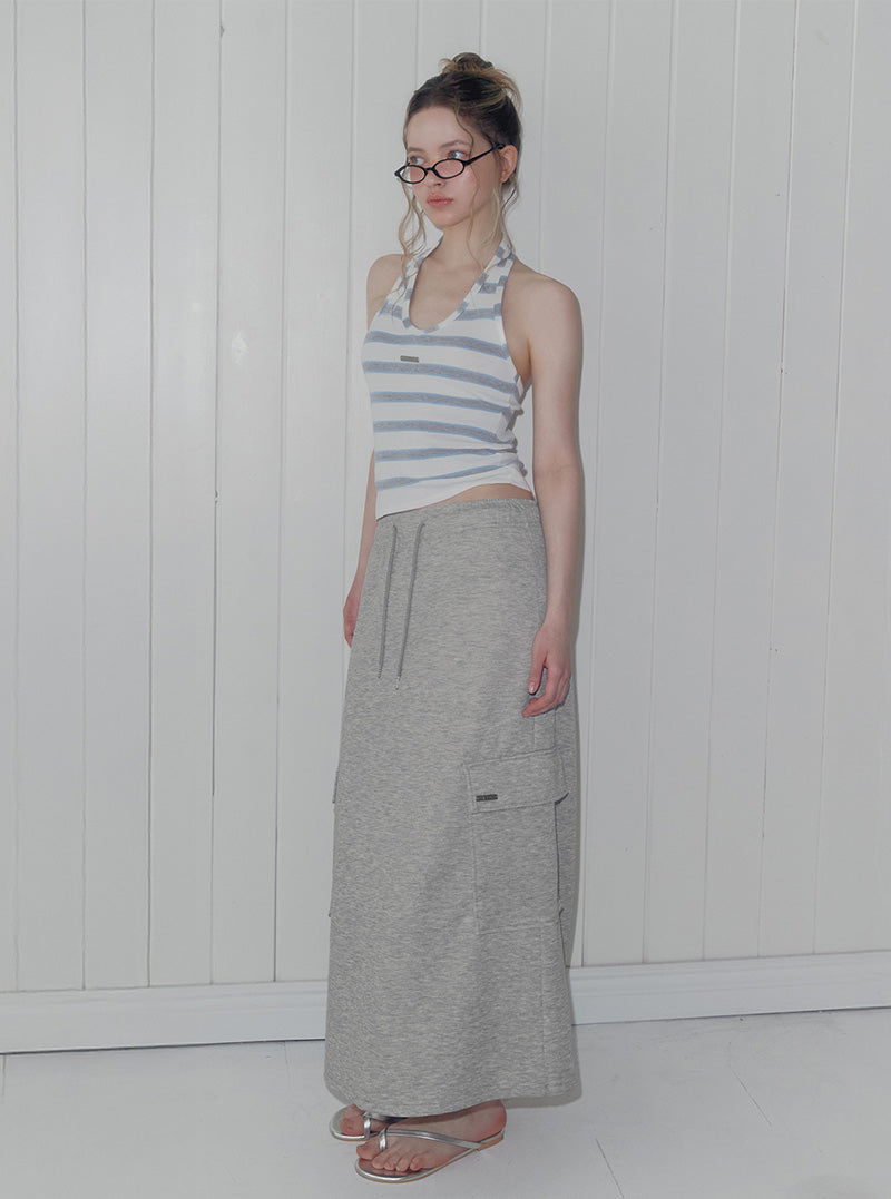Heron contrast stripe halter knit sleeveless