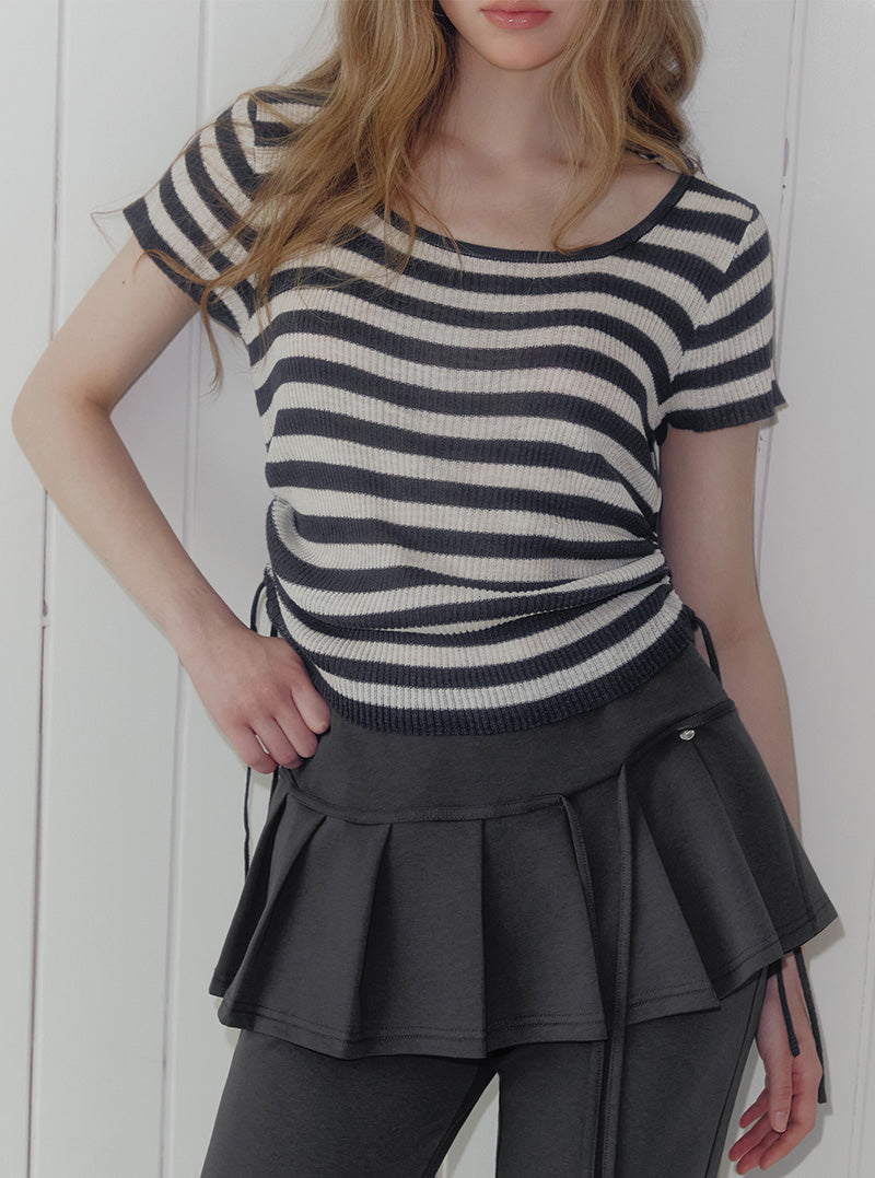 Lilpin shirring square short sleeve knit