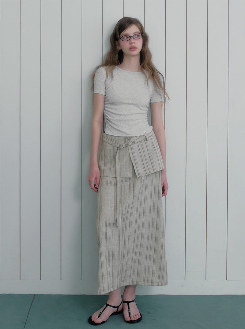 Devel layered stripe long skirt