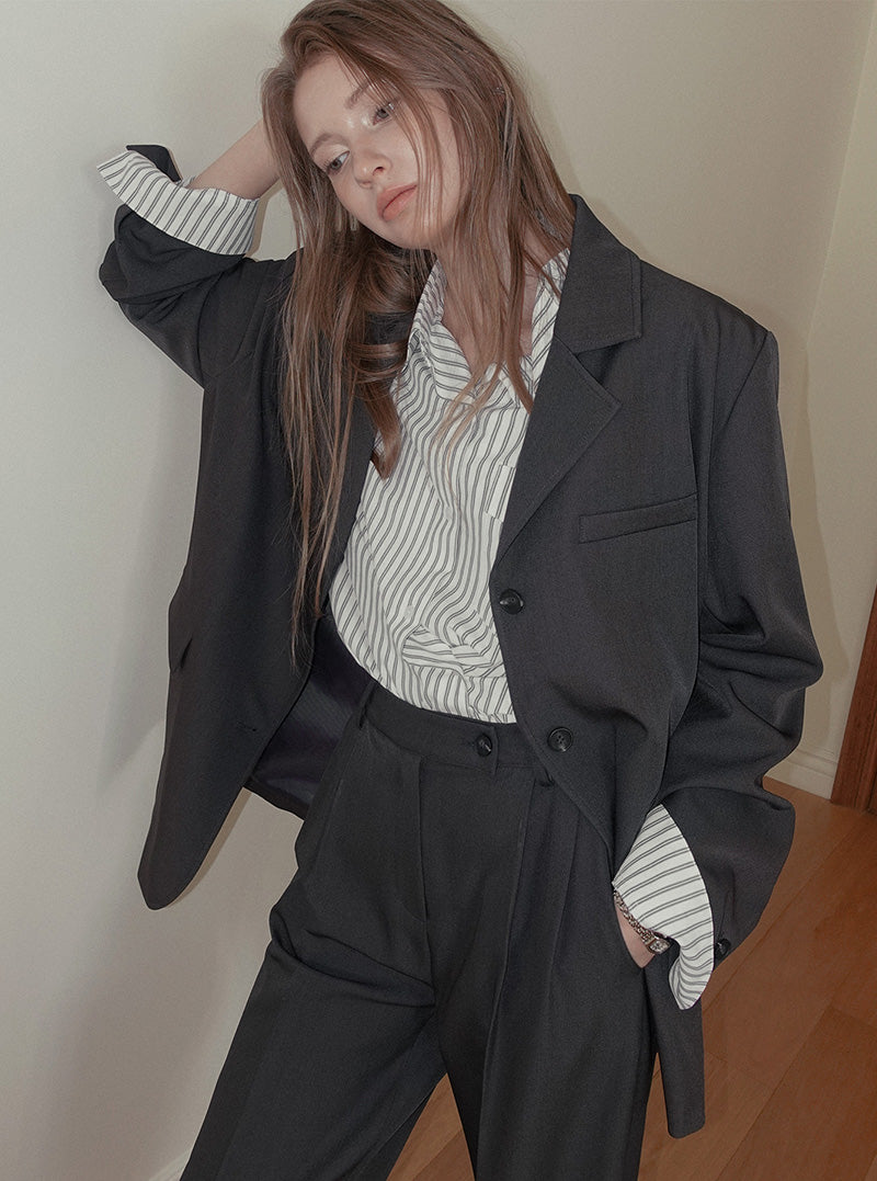 Odu basic blazer long sleeve jacket