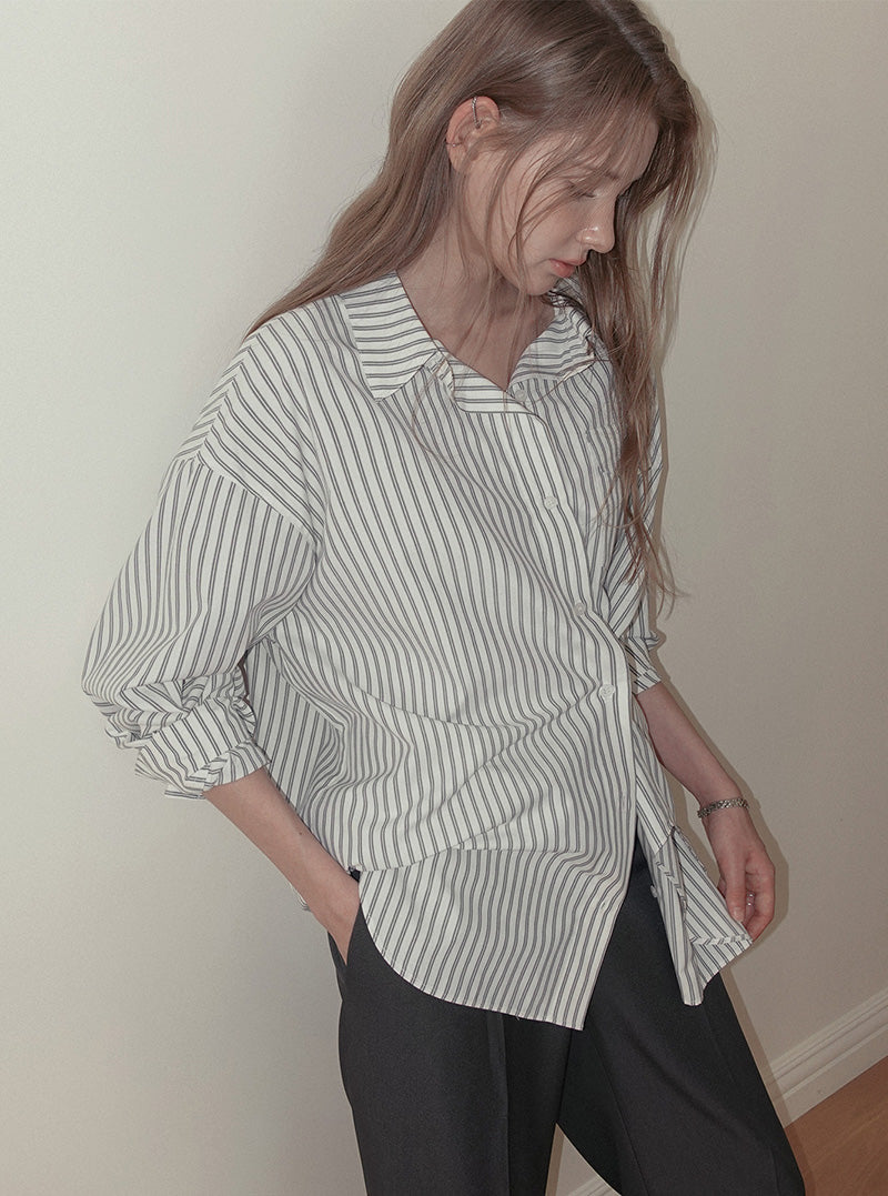 Kabe stripe loose-fit long sleeve shirt