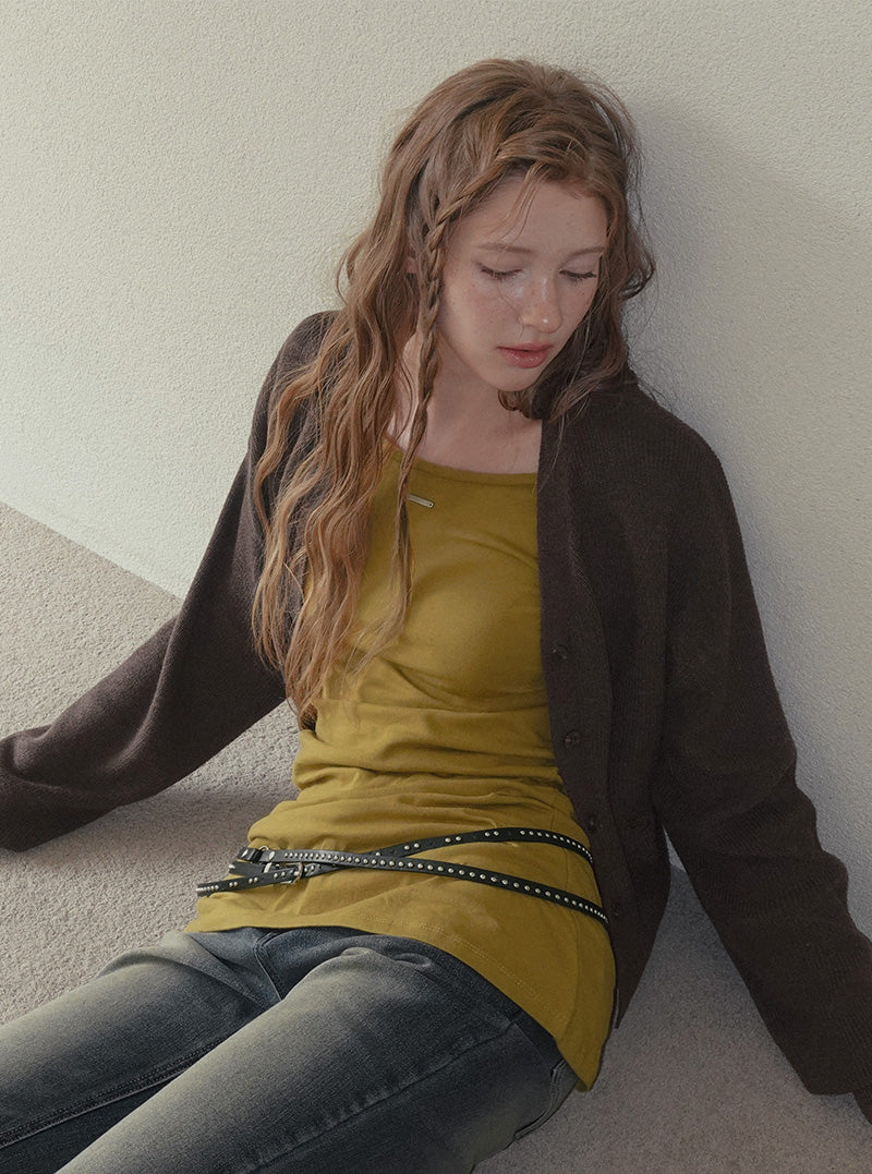 Eld V-neck loose-fit knit long sleeve cardigan