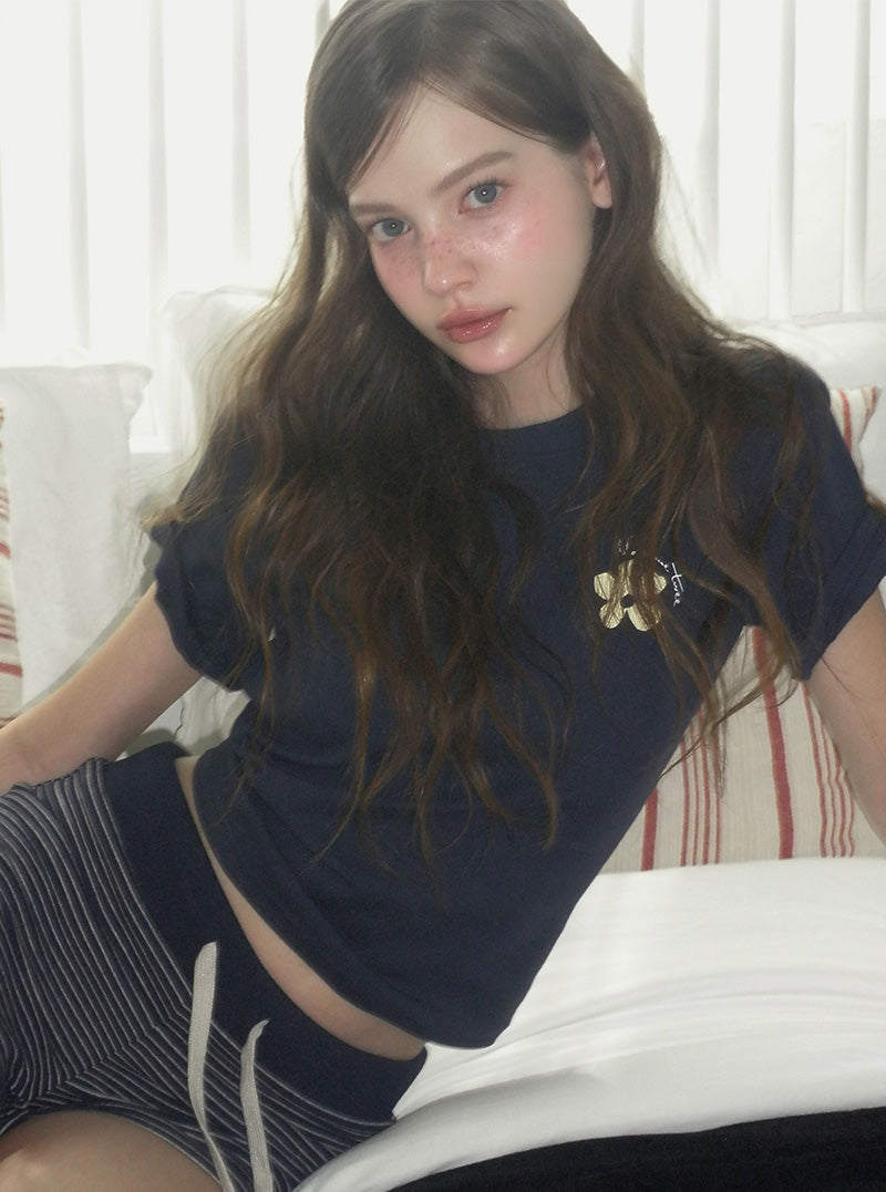 Reon flower printing short sleeve t-shirt