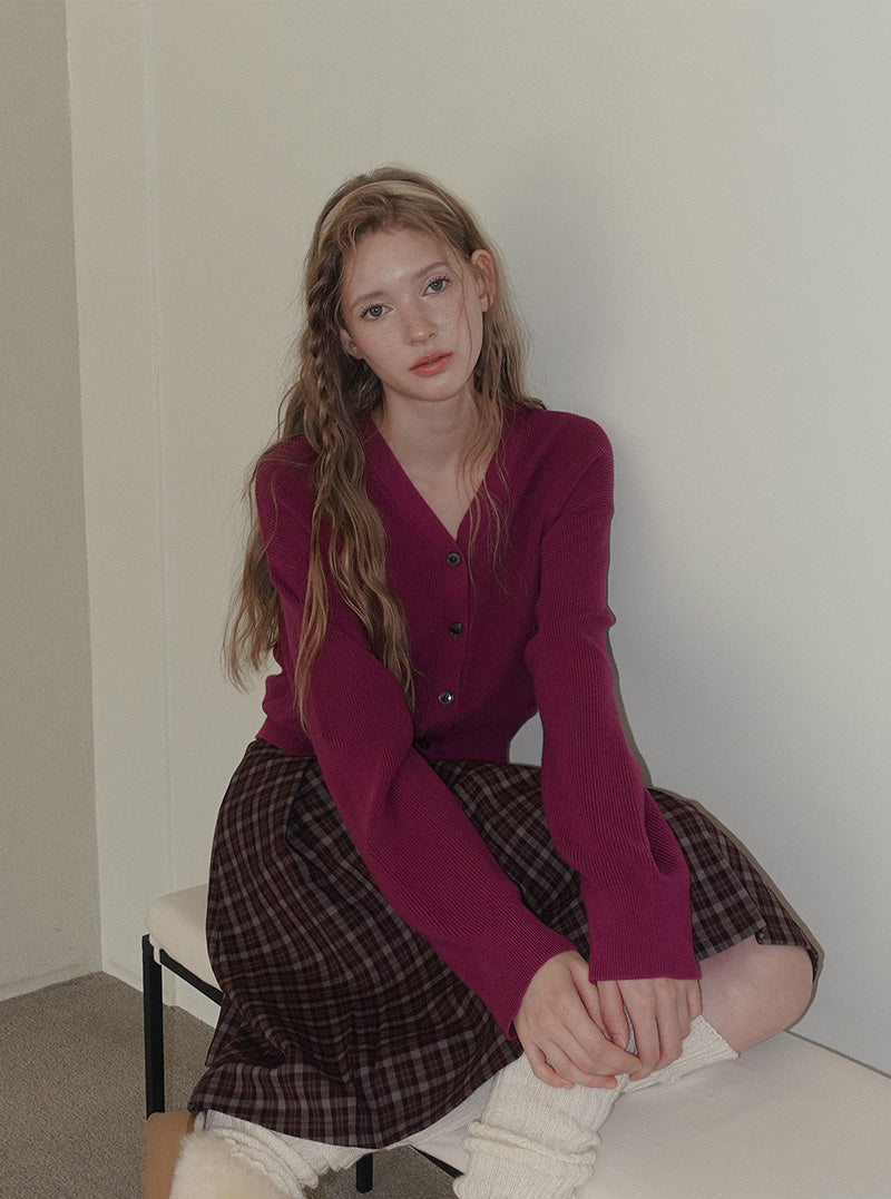 Wintz check pleated midi skirt