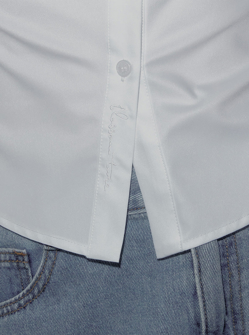 Uple shirring collar short sleeve blouse