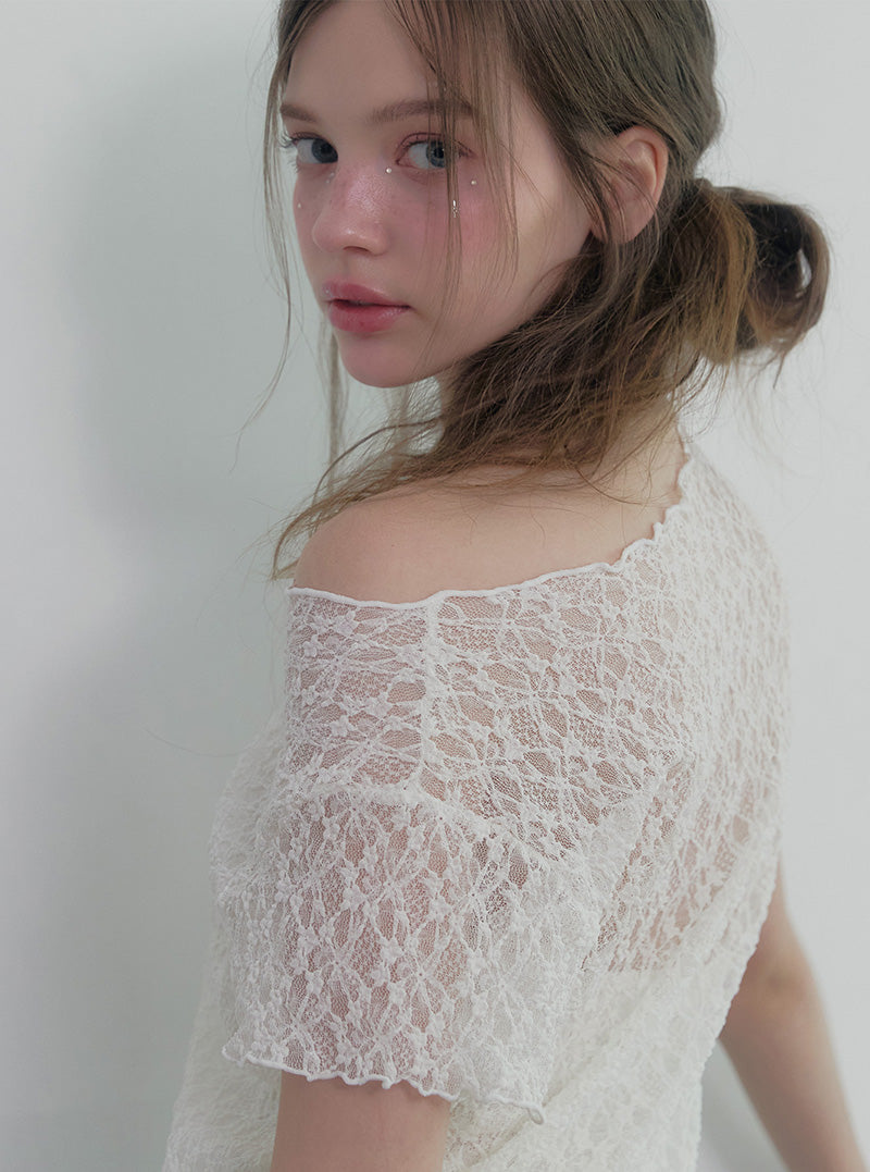Tuti see-through lace short sleeve t-shirt