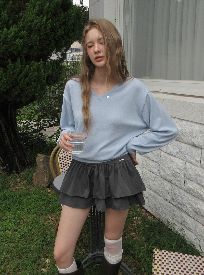 Dallot basic V-neck long sleeve knit