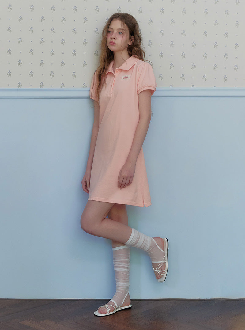 Itz puff collar short sleeve mini dress
