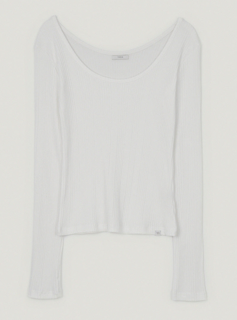 [TWEE:B] Lutz U-neck ribbed long sleeve T-shirt