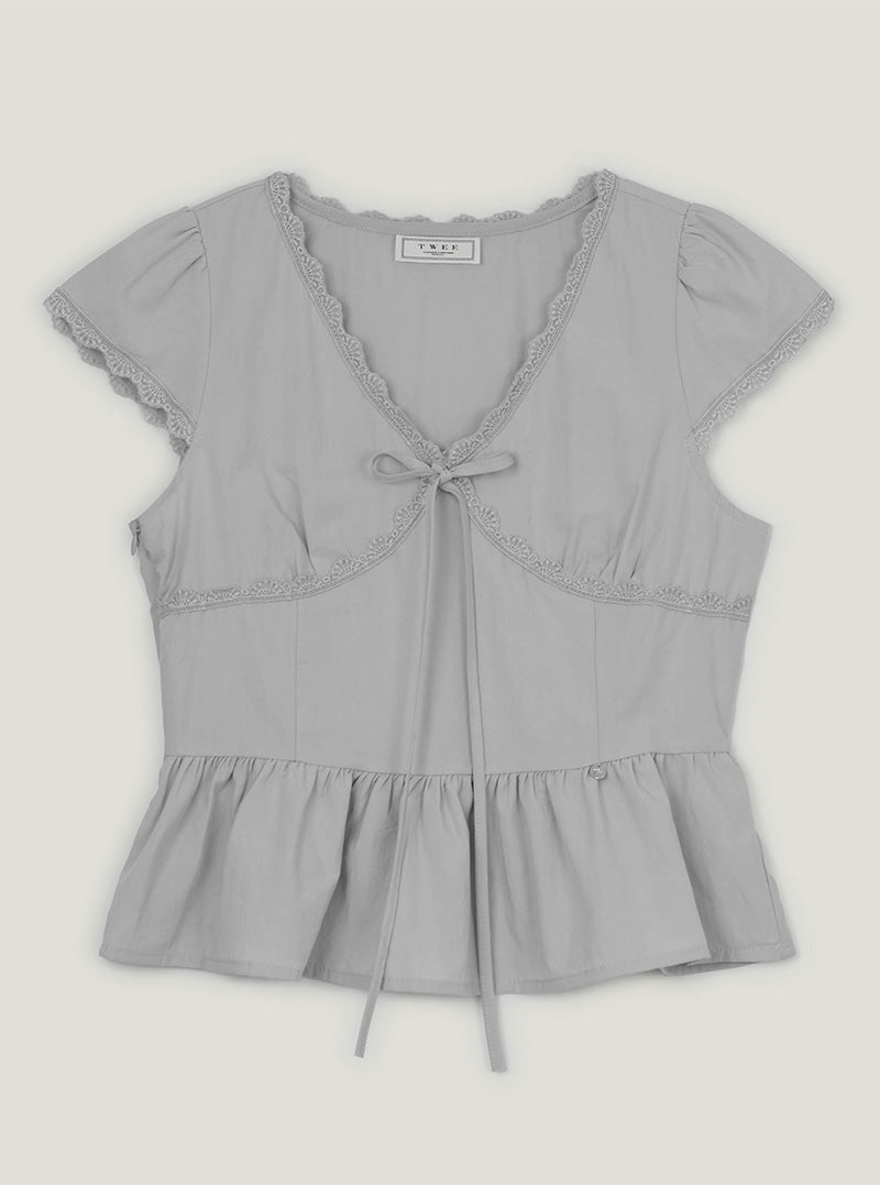 Nerv v flare short sleeve blouse