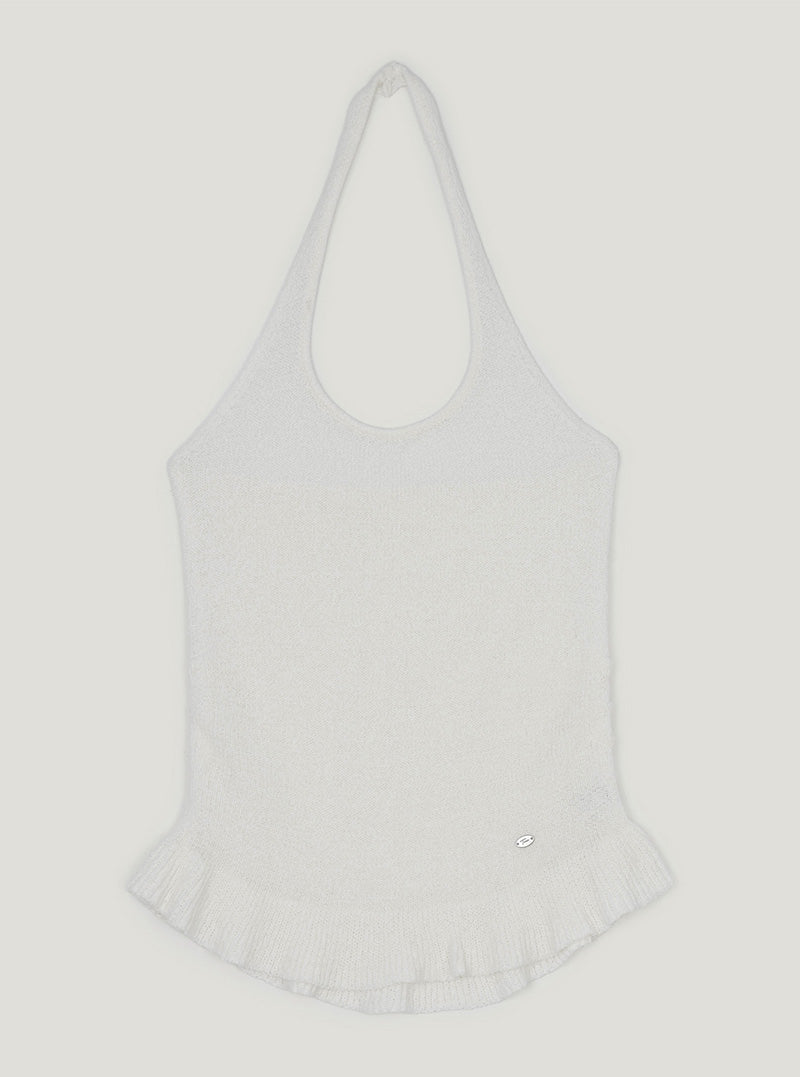 Cheite halterneck knit frill sleeveless