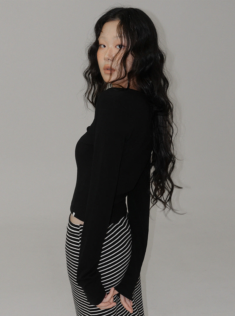 [TWEE:B] Luer basic V-neck long sleeve T-shirt