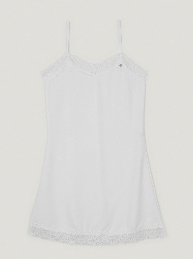 Cullin lace satin sleeveless mini dress