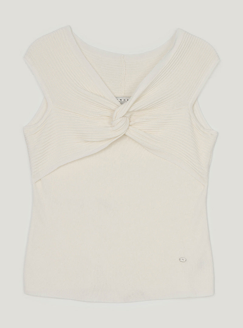 Jeron twist off-shoulder short sleeve knit