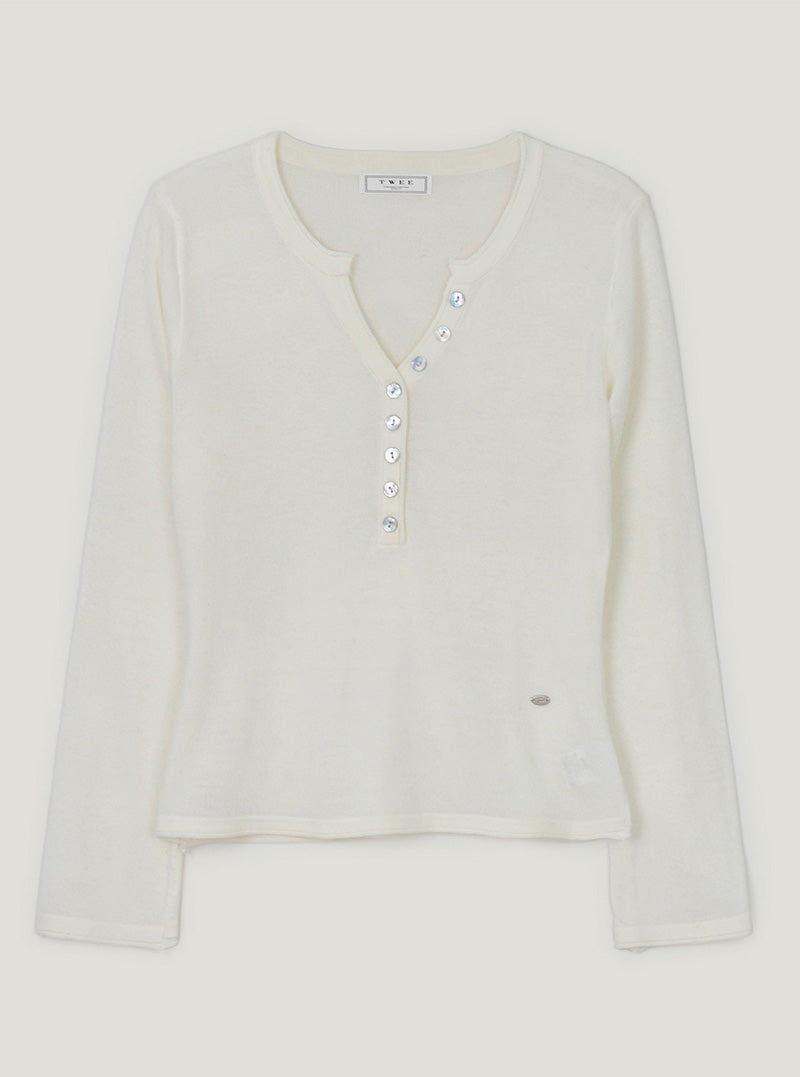 Kidit button V-neck long sleeve knit