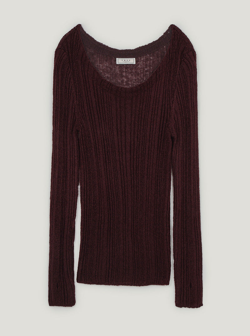 Repco see-through boat neck long sleeve knit