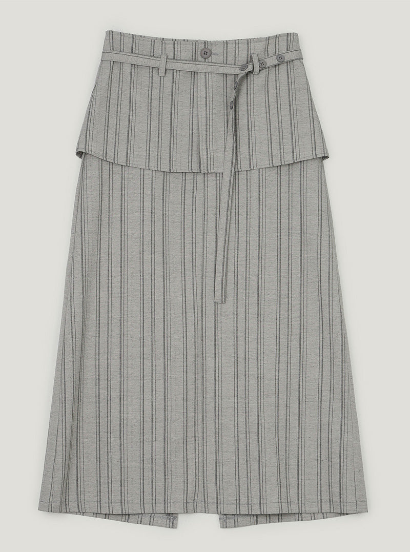 Devel layered stripe long skirt